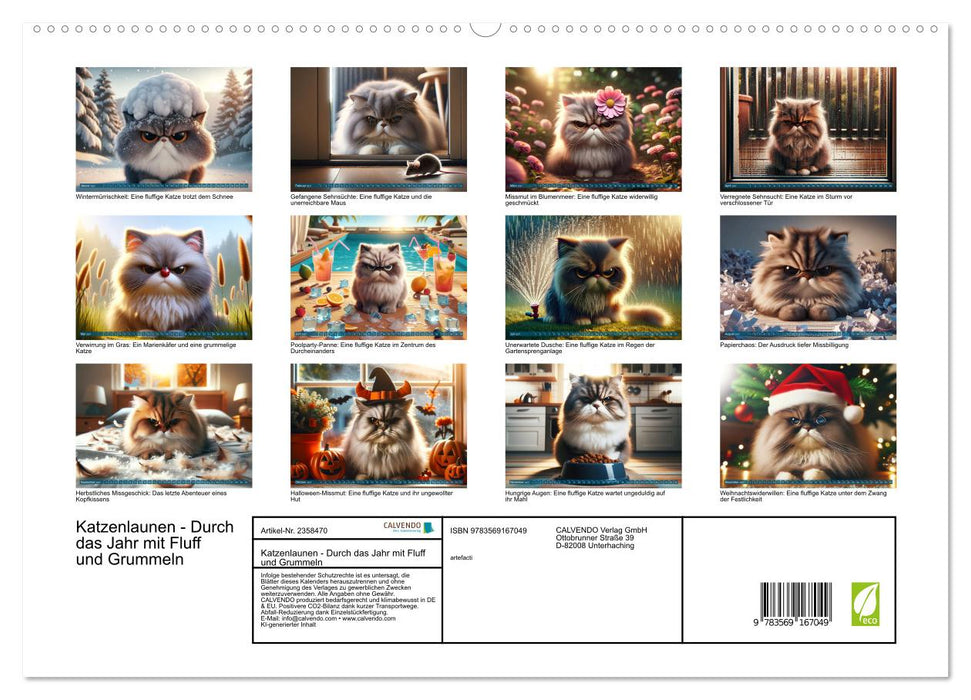 Katzenlaunen - Durch das Jahr mit Fluff und Grummeln (CALVENDO Premium Wandkalender 2027)