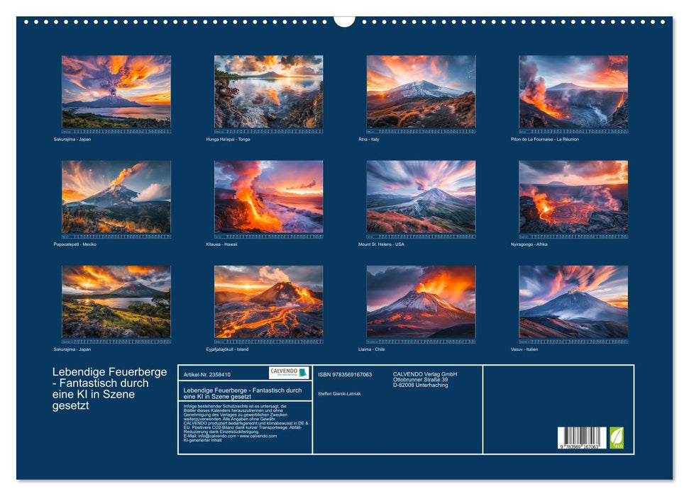 Lebendige Feuerberge - Fantastisch durch eine KI in Szene gesetzt (CALVENDO Wandkalender 2027)