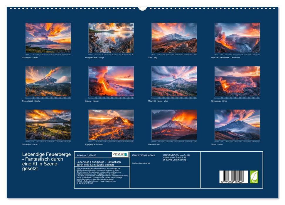 Lebendige Feuerberge - Fantastisch durch eine KI in Szene gesetzt (CALVENDO Premium Wandkalender 2027)