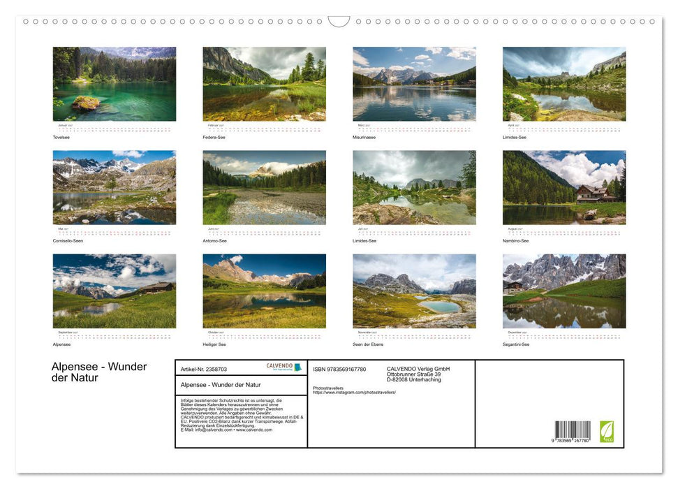 Alpensee - Wunder der Natur (CALVENDO Wandkalender 2027)