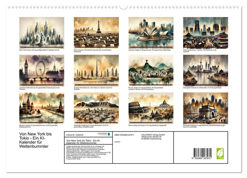 Von New York bis Tokio - Ein KI-Kalender für Weltenbummler (CALVENDO Premium Wandkalender 2027)