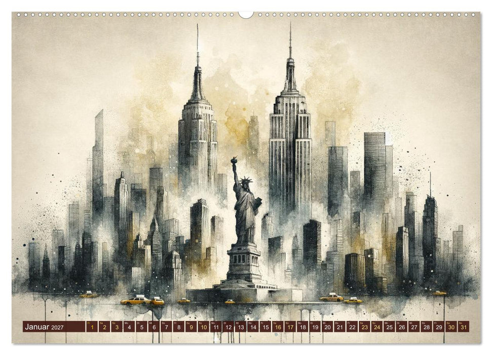Von New York bis Tokio - Ein KI-Kalender für Weltenbummler (CALVENDO Premium Wandkalender 2027)