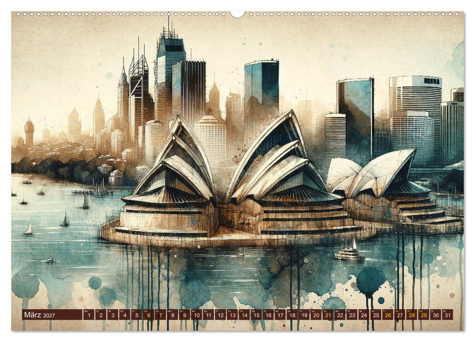 Von New York bis Tokio - Ein KI-Kalender für Weltenbummler (CALVENDO Premium Wandkalender 2027)