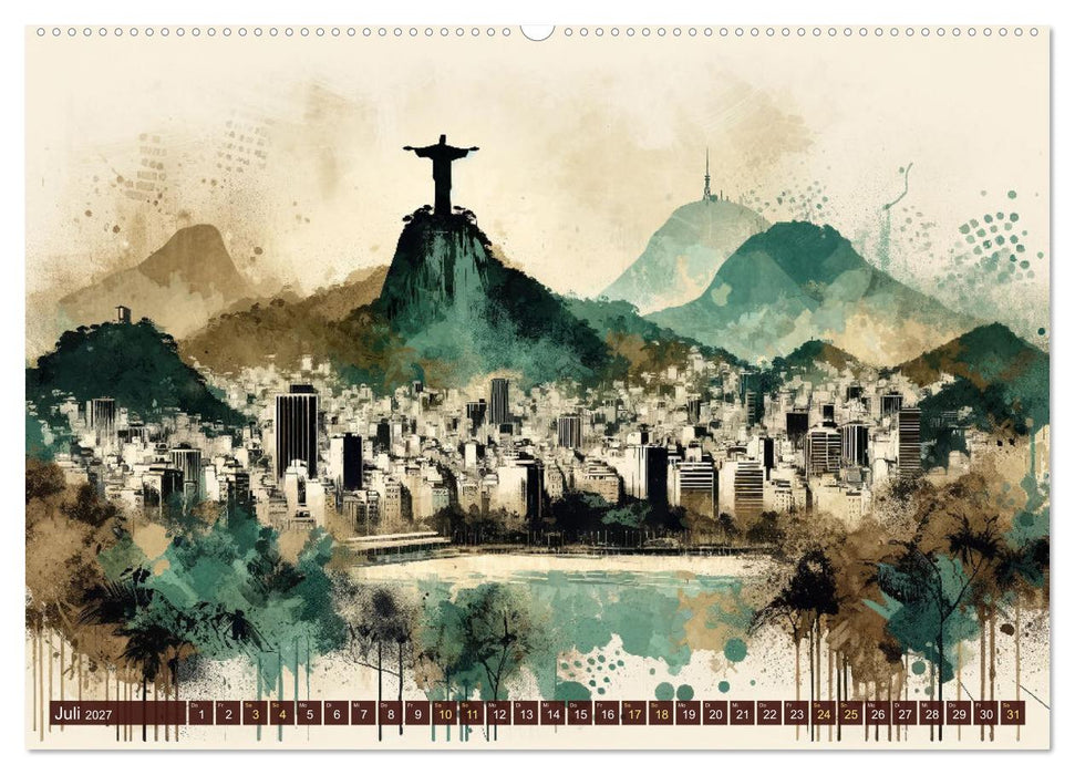 Von New York bis Tokio - Ein KI-Kalender für Weltenbummler (CALVENDO Premium Wandkalender 2027)