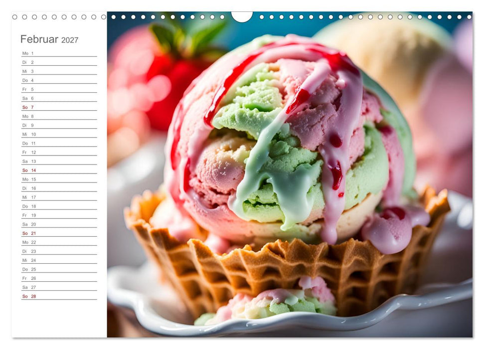 Köstliche Versuchung - Der zuckersüße Eiscreme Geburtstagskalender mit erfrischenden KI Eisgenüssen (CALVENDO Wandkalender 2027)