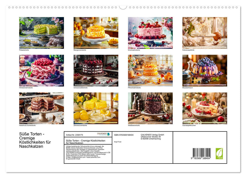 Süße Torten - Cremige Köstlichkeiten für Naschkatzen (CALVENDO Premium Wandkalender 2027)