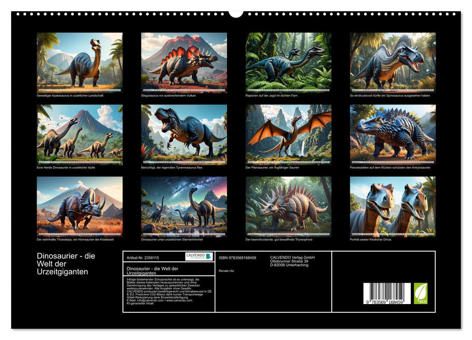Dinosaurier - die Welt der Urzeitgiganten (CALVENDO Premium Wandkalender 2027)