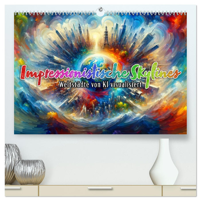 Impressionistische Skylines - Weltstädte von KI visualisiert (CALVENDO Premium Wandkalender 2027)