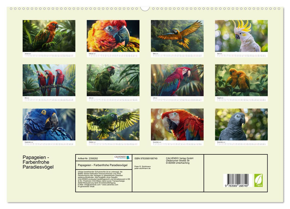 Papageien - Farbenfrohe Paradiesvögel (CALVENDO Premium Wandkalender 2027)