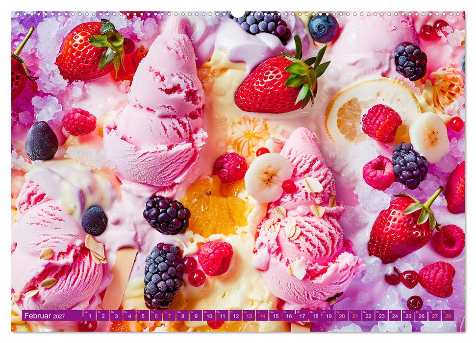 Eiscreme-Träume - Süße Verlockung und florale Schönheiten (CALVENDO Premium Wandkalender 2027)
