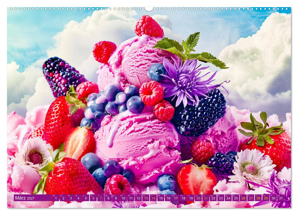 Eiscreme-Träume - Süße Verlockung und florale Schönheiten (CALVENDO Premium Wandkalender 2027)