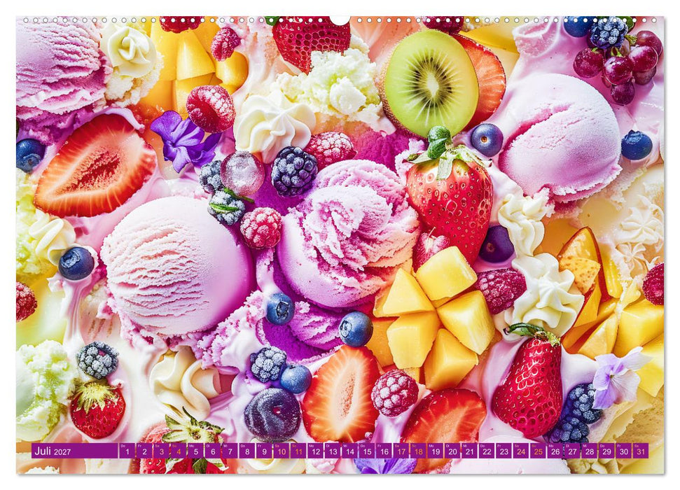 Eiscreme-Träume - Süße Verlockung und florale Schönheiten (CALVENDO Premium Wandkalender 2027)