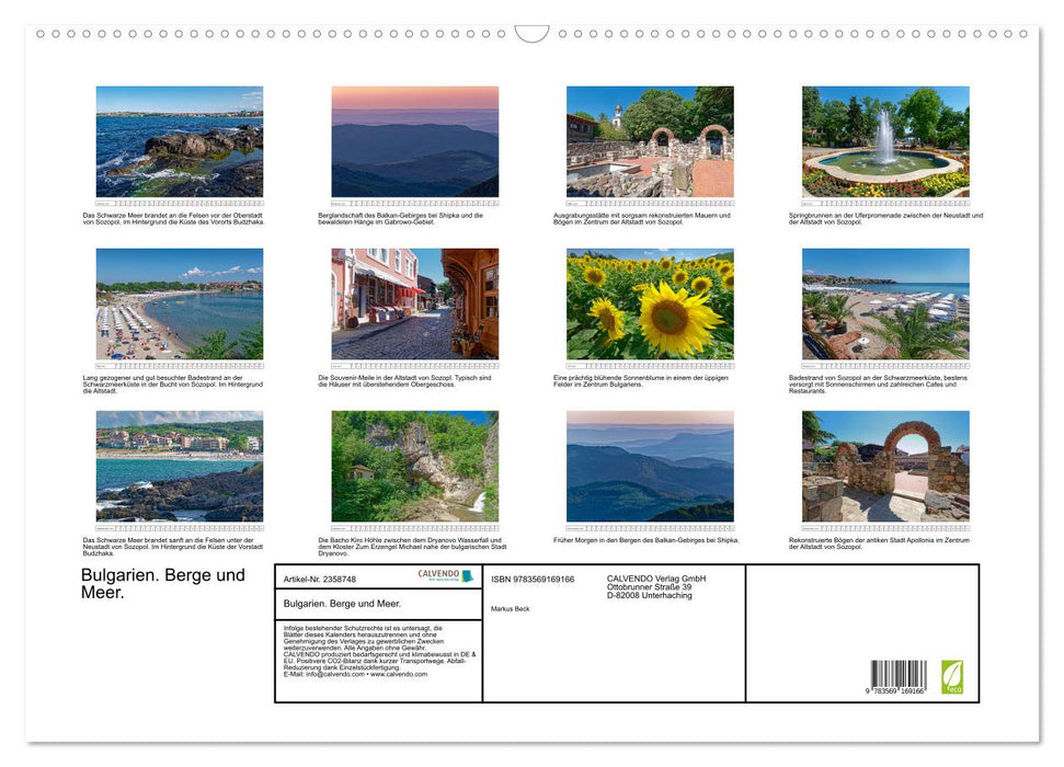 Bulgarien. Berge und Meer. (CALVENDO Wandkalender 2027)