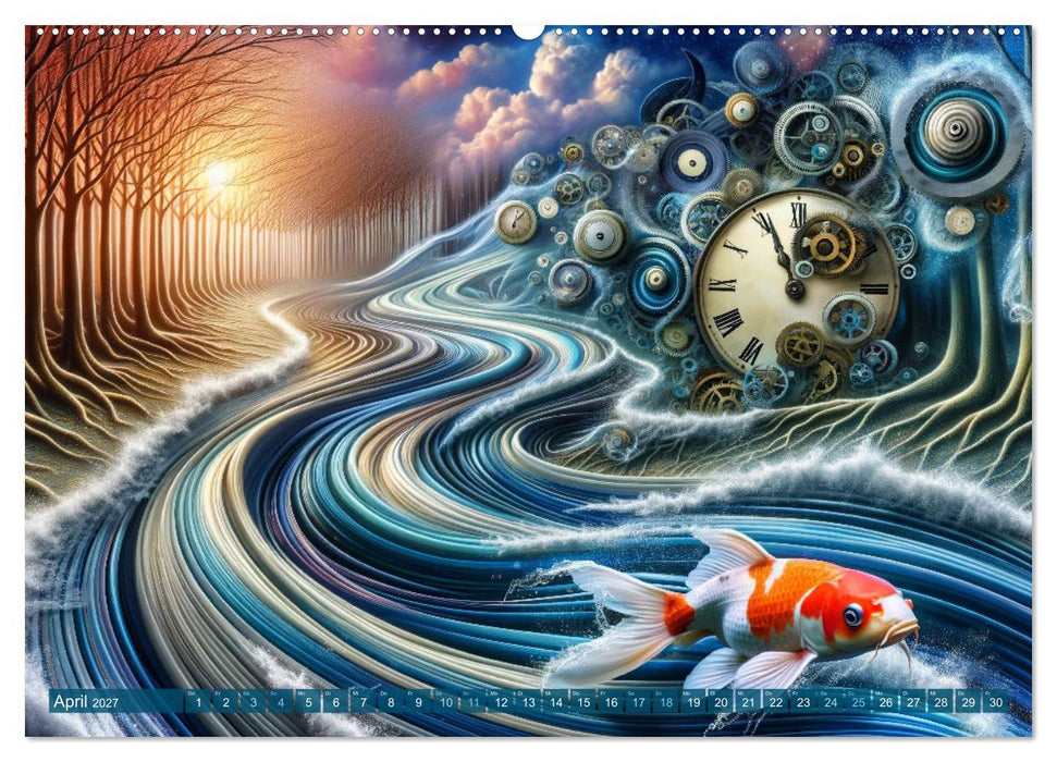 Klang der Stille - Kois aus der KI Dimension (CALVENDO Premium Wandkalender 2027)