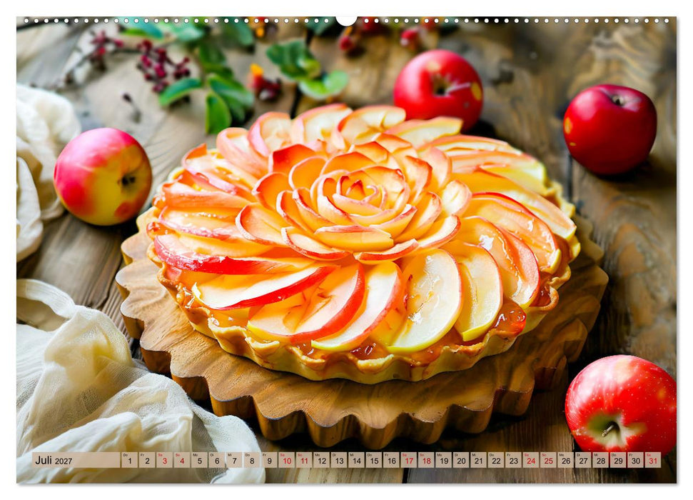 Apfelkuchen satt - Köstliche Kunstwerke aus dem KI-Backofen (CALVENDO Premium Wandkalender 2027)