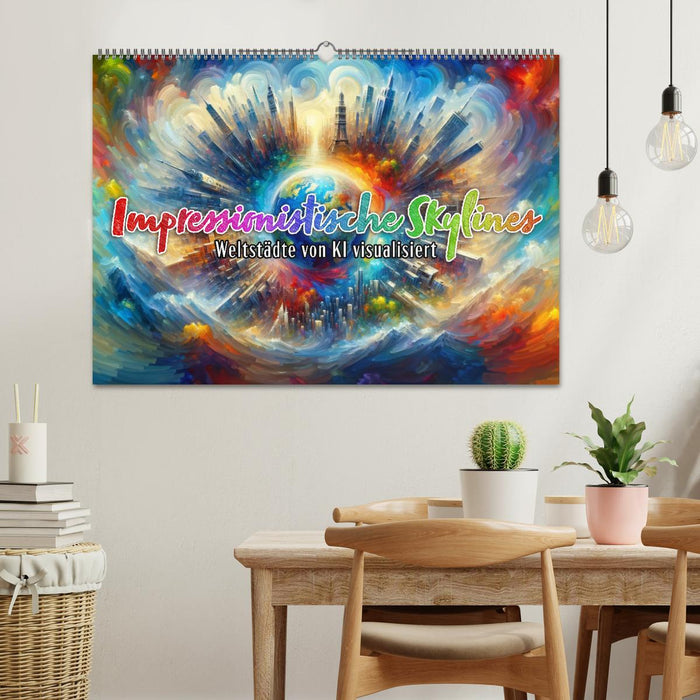Impressionistische Skylines - Weltstädte von KI visualisiert (CALVENDO Wandkalender 2027)