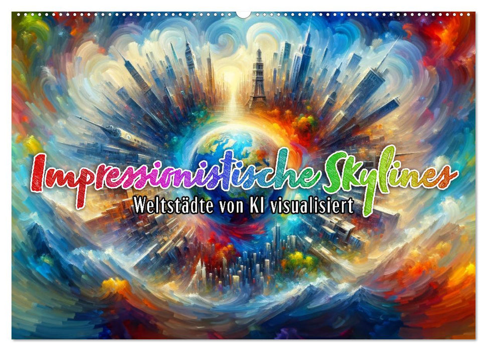 Impressionistische Skylines - Weltstädte von KI visualisiert (CALVENDO Wandkalender 2027)