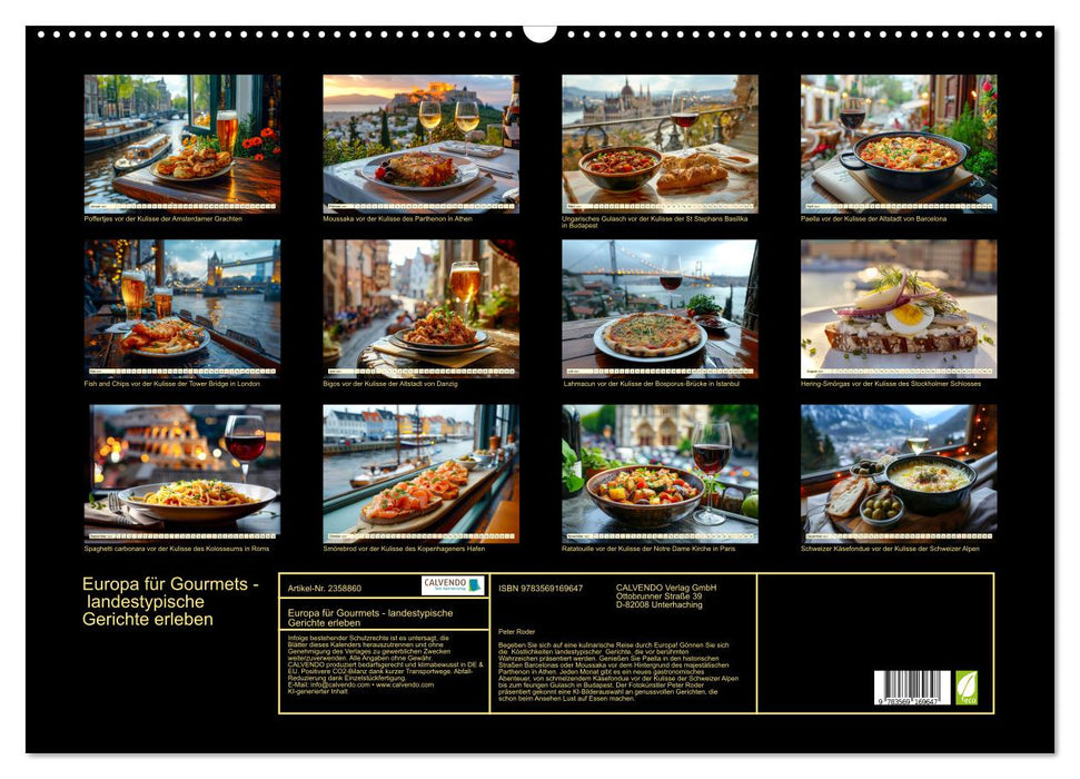Europa für Gourmets - landestypische Gerichte erleben (CALVENDO Wandkalender 2027)