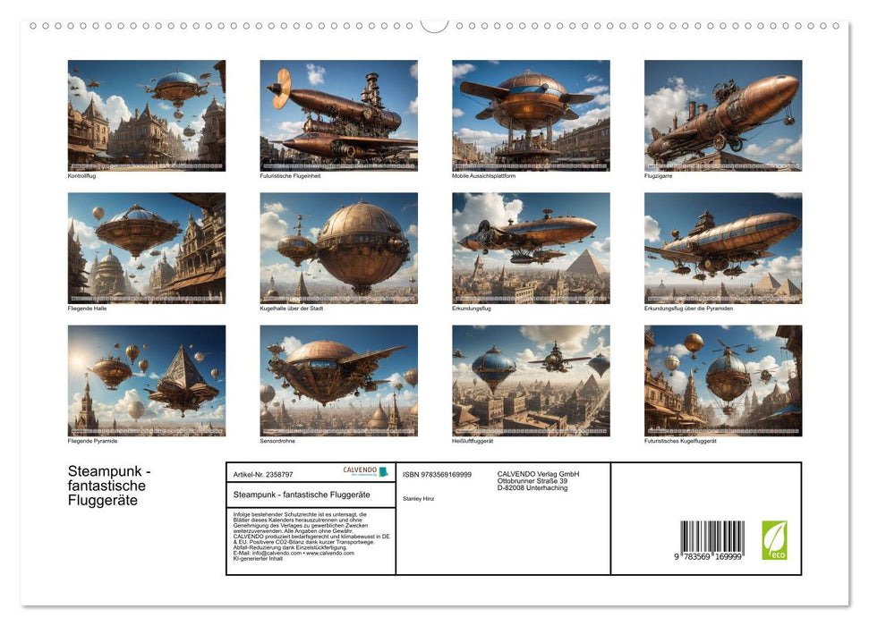 Steampunk - fantastische Fluggeräte (CALVENDO Premium Wandkalender 2027)