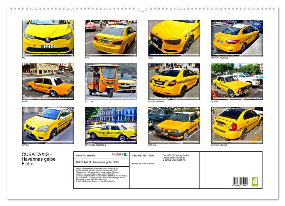 CUBA TAXIS - Havannas gelbe Flotte (CALVENDO Wandkalender 2027)