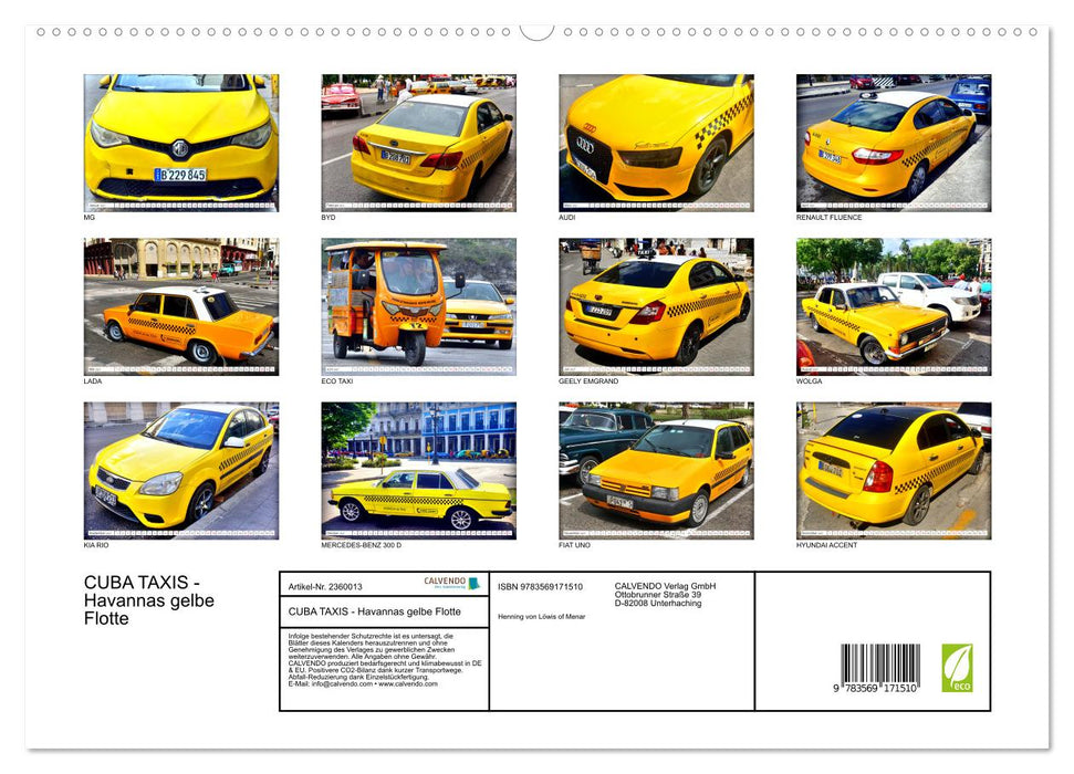 CUBA TAXIS - Havannas gelbe Flotte (CALVENDO Premium Wandkalender 2027)