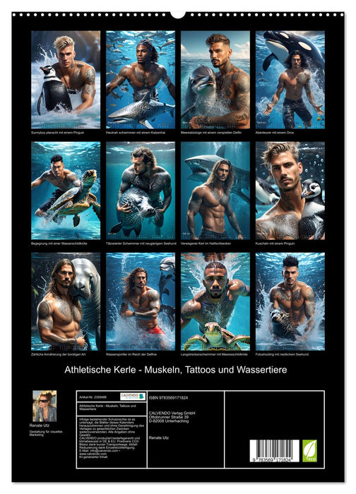 Athletische Kerle - Muskeln, Tattoos und Wassertiere (CALVENDO Premium Wandkalender 2027)