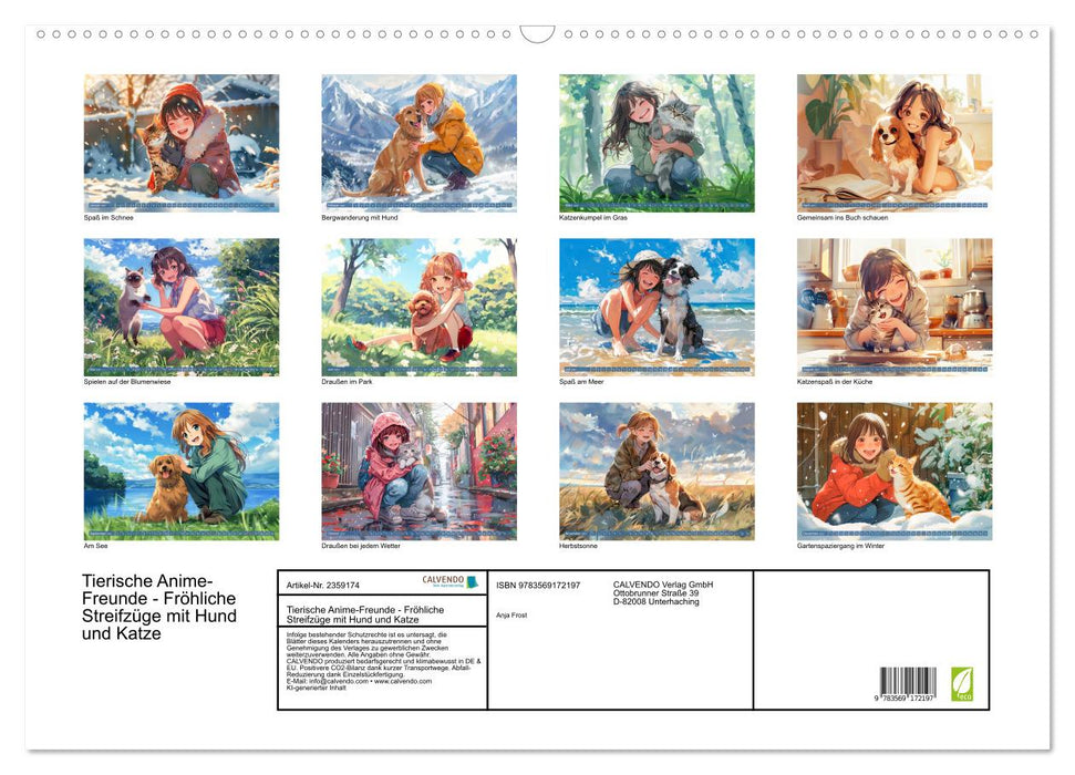 Tierische Anime-Freunde - Fröhliche Streifzüge mit Hund und Katze (CALVENDO Wandkalender 2027)