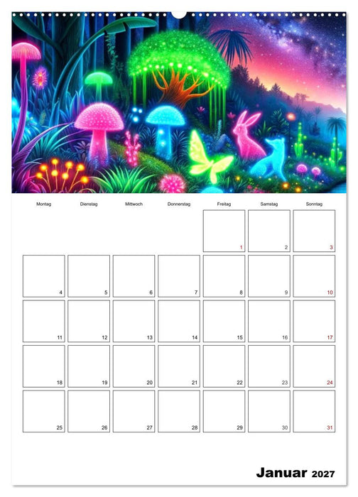 Neonlicht Familienplaner (CALVENDO Wandkalender 2027)