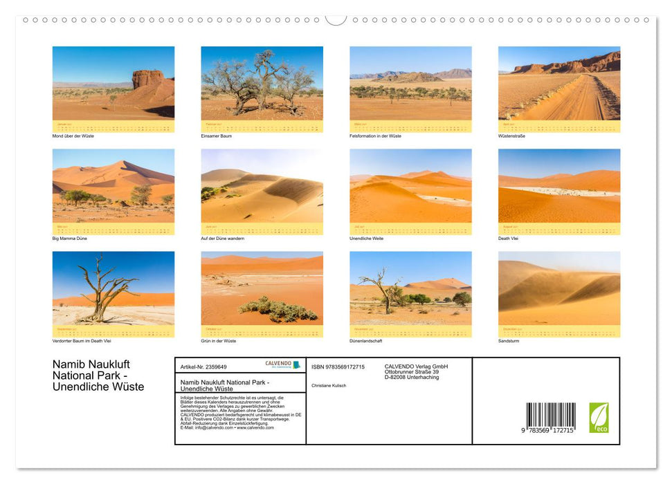 Namib Naukluft National Park - Unendliche Wüste (CALVENDO Premium Wandkalender 2027)