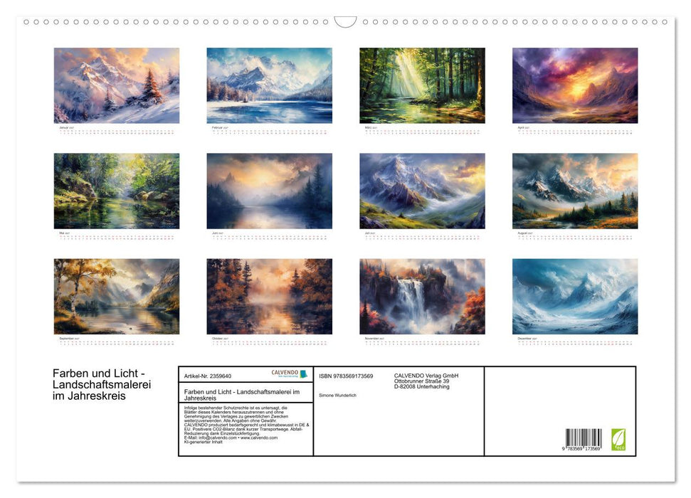 Farben und Licht - Landschaftsmalerei im Jahreskreis (CALVENDO Wandkalender 2027)