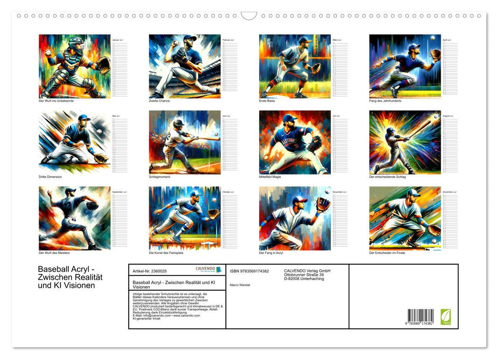 Baseball Acryl - Zwischen Realität und KI Visionen (CALVENDO Wandkalender 2027)