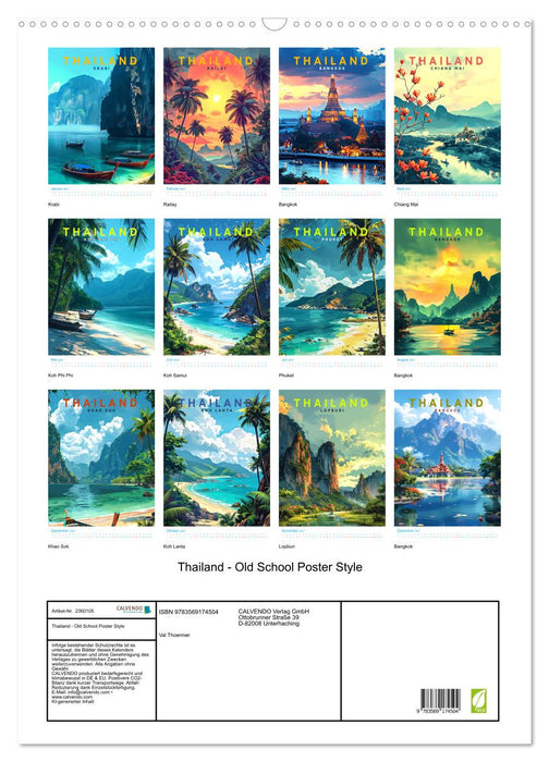Thailand - Old School Poster Style (CALVENDO Wandkalender 2027)
