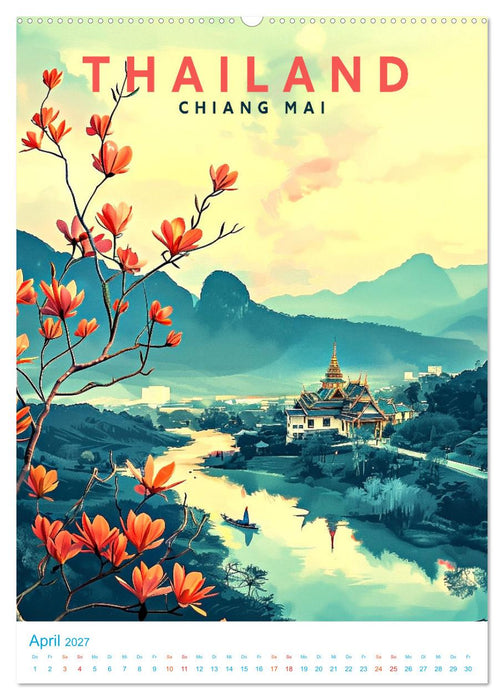 Thailand - Old School Poster Style (CALVENDO Wandkalender 2027)