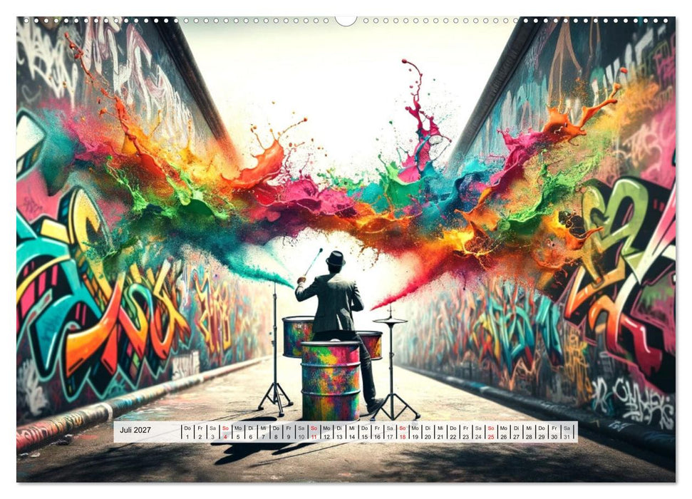Drummer - Color Splash Rhythms: Trommelschläge und Farbexplosionen (CALVENDO Premium Wandkalender 2027)