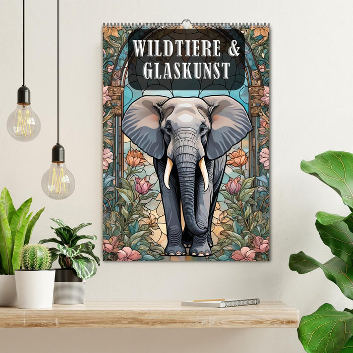 Wildtiere und Glaskunst im Tiffany Stil (CALVENDO Wandkalender 2027)