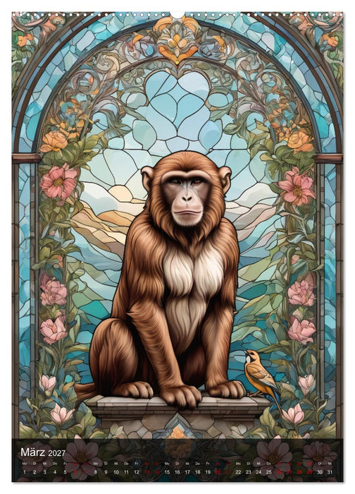 Wildtiere und Glaskunst im Tiffany Stil (CALVENDO Wandkalender 2027)