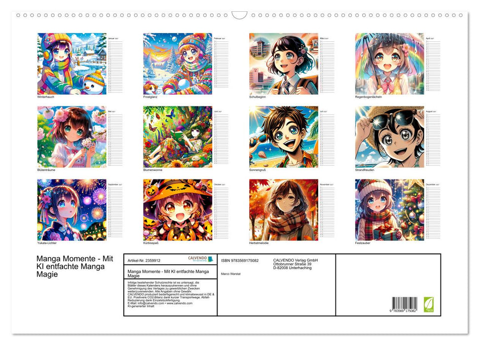 Manga Momente - Mit KI entfachte Manga Magie (CALVENDO Wandkalender 2027)