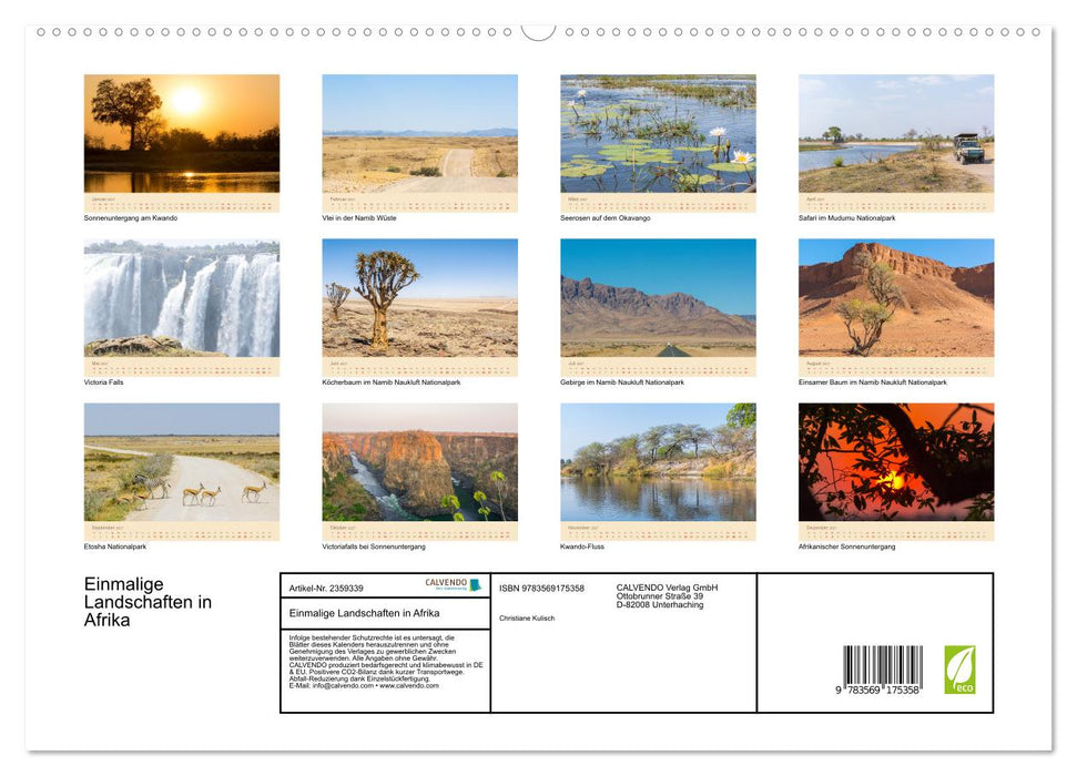 Einmalige Landschaften in Afrika (CALVENDO Premium Wandkalender 2027)