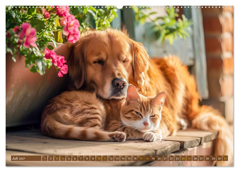 Bauernhof-Freunde - Hunde und ihre tierischen Freundschaften (CALVENDO Premium Wandkalender 2027)