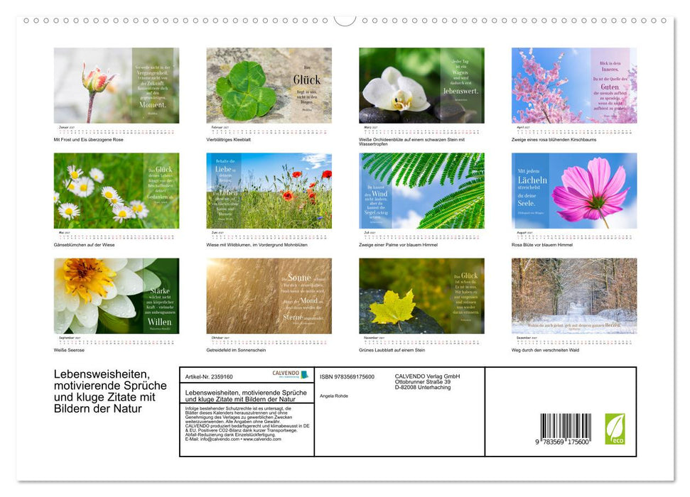 Lebensweisheiten, motivierende Sprüche und kluge Zitate mit Bildern der Natur (CALVENDO Premium Wandkalender 2027)
