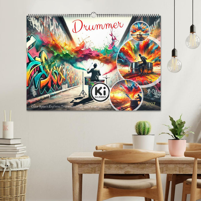 Drummer - Color Splash Rhythms: Trommelschläge und Farbexplosionen (CALVENDO Wandkalender 2027)