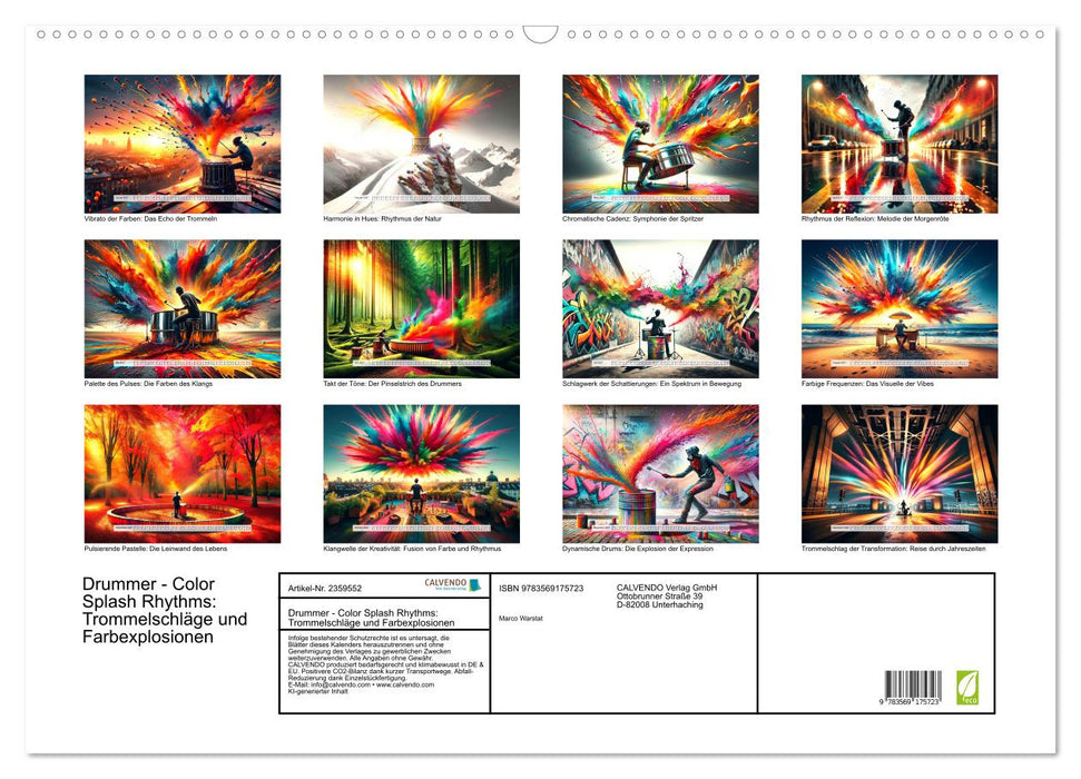Drummer - Color Splash Rhythms: Trommelschläge und Farbexplosionen (CALVENDO Wandkalender 2027)