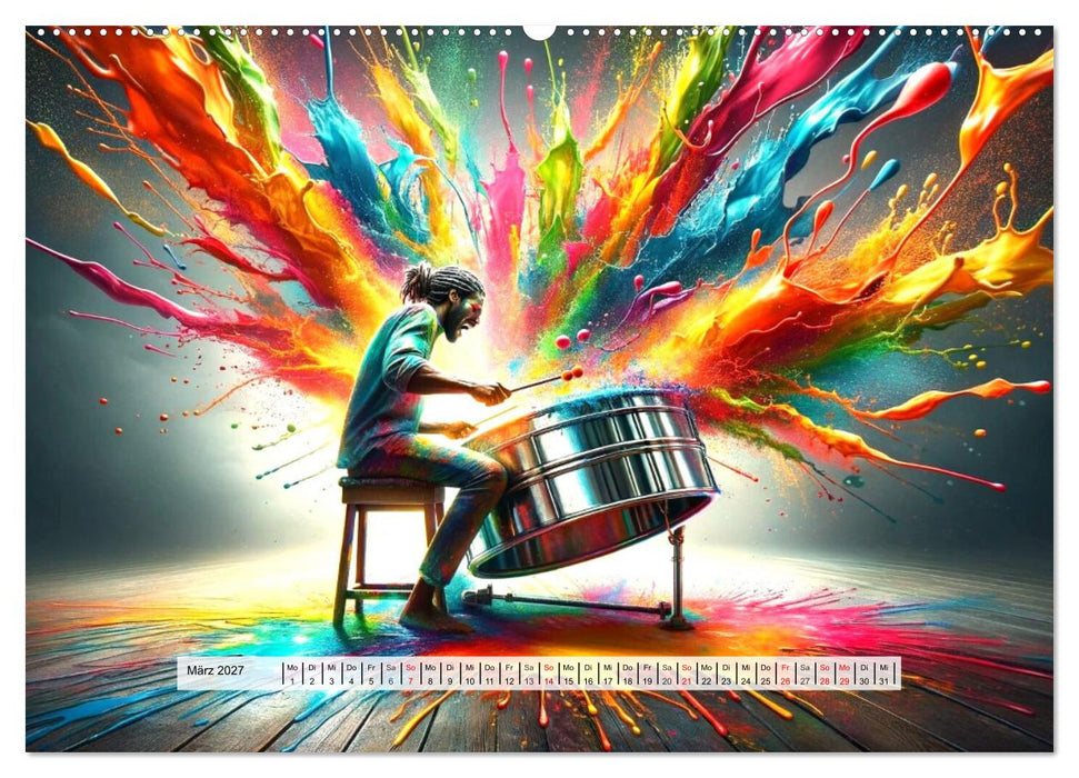 Drummer - Color Splash Rhythms: Trommelschläge und Farbexplosionen (CALVENDO Wandkalender 2027)