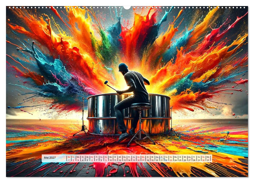 Drummer - Color Splash Rhythms: Trommelschläge und Farbexplosionen (CALVENDO Wandkalender 2027)