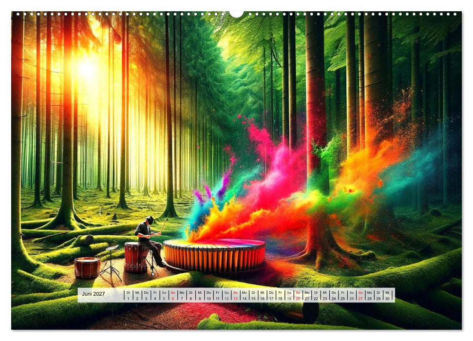 Drummer - Color Splash Rhythms: Trommelschläge und Farbexplosionen (CALVENDO Wandkalender 2027)
