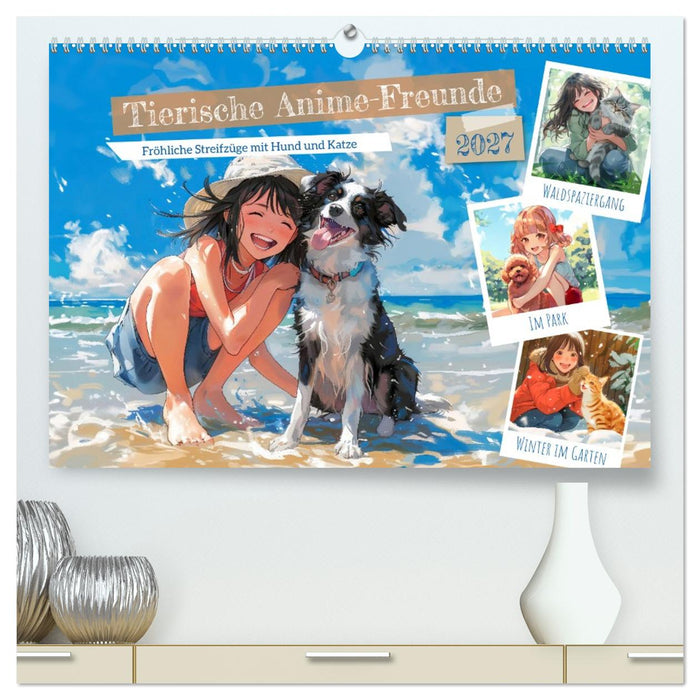 Tierische Anime-Freunde - Fröhliche Streifzüge mit Hund und Katze (CALVENDO Premium Wandkalender 2027)