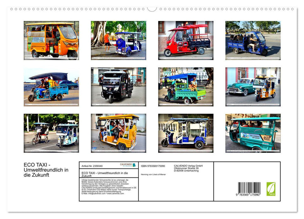 ECO TAXI - Umweltfreundlich in die Zukunft (CALVENDO Premium Wandkalender 2027)
