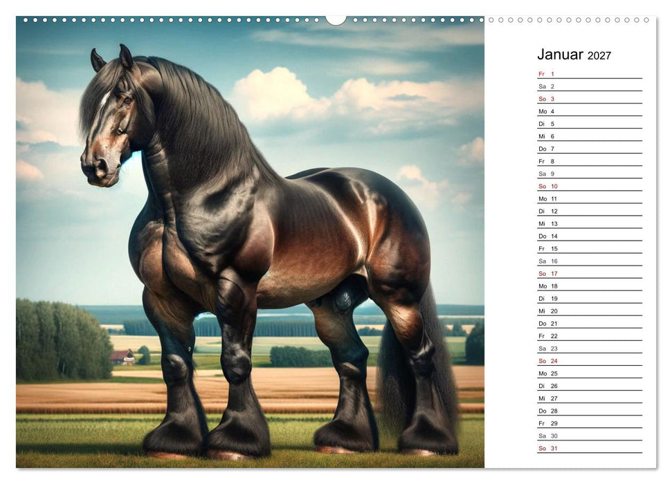 Kaltblüter - Die majestätische Kraft und Schönheit der Kaltblutpferde (CALVENDO Premium Wandkalender 2027)