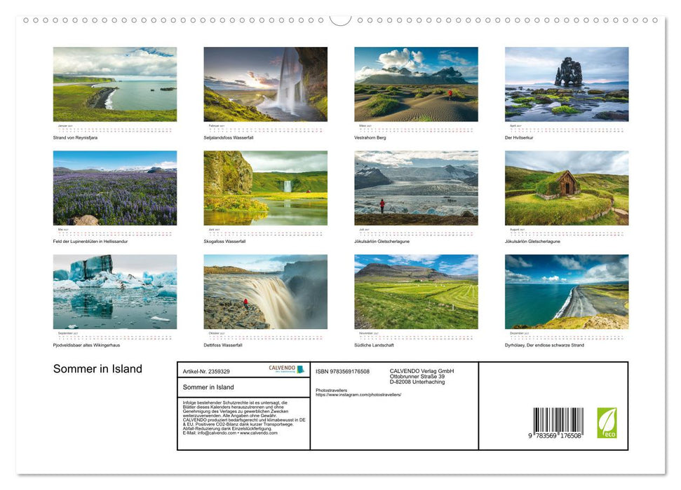 Sommer in Island (CALVENDO Premium Wandkalender 2027)