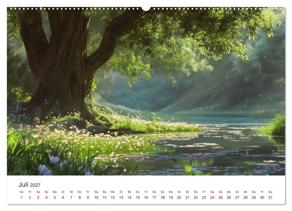 Anime - Welten: Eine Reise durch verträumte Welten (CALVENDO Premium Wandkalender 2027)
